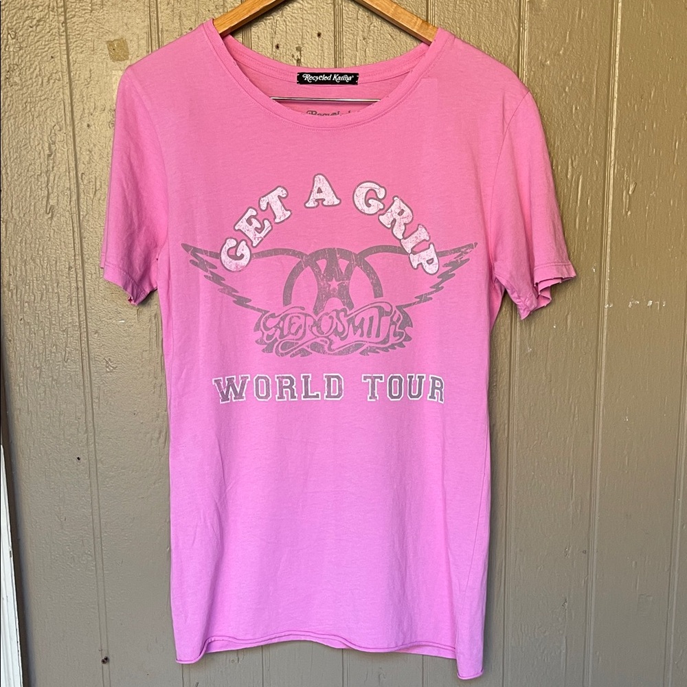 Recycled Karma Aerosmith Get a Grip Pink Graphic Tee size XS